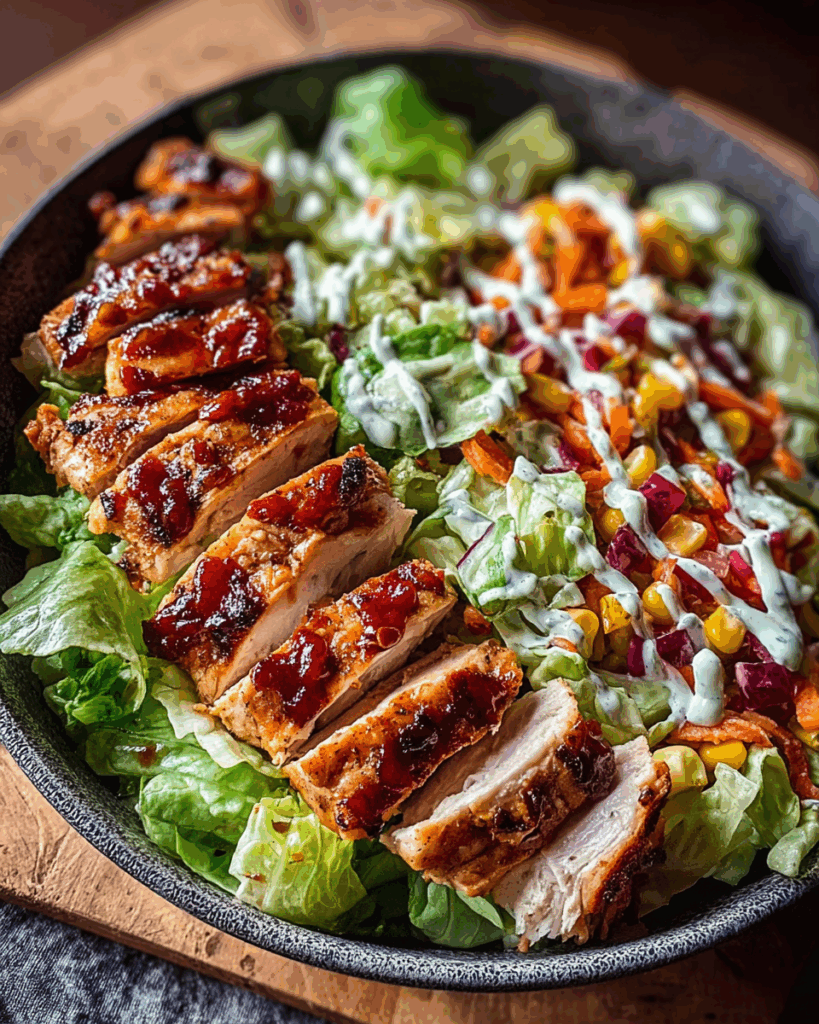 BBQ-Hähnchen mit geschnittenem Salat: Ein erfrischendes und sättigendes Mittagessen