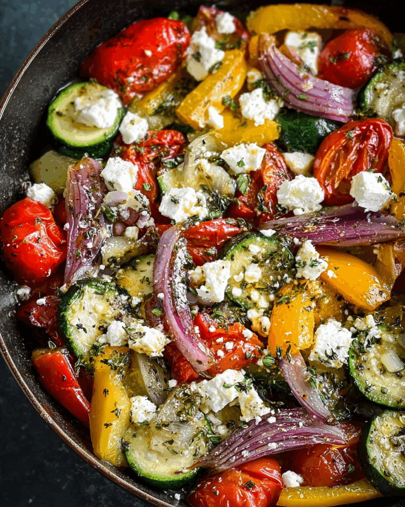 Mediterrane Gemüsepfanne mit Feta: Ein schnelles und gesundes Rezept
