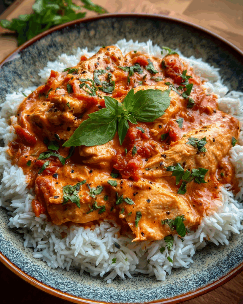 Herzhaftes Hähnchen mit Reis und Tomatensauce – Gesundes Essen für jeden Tag leicht gemacht