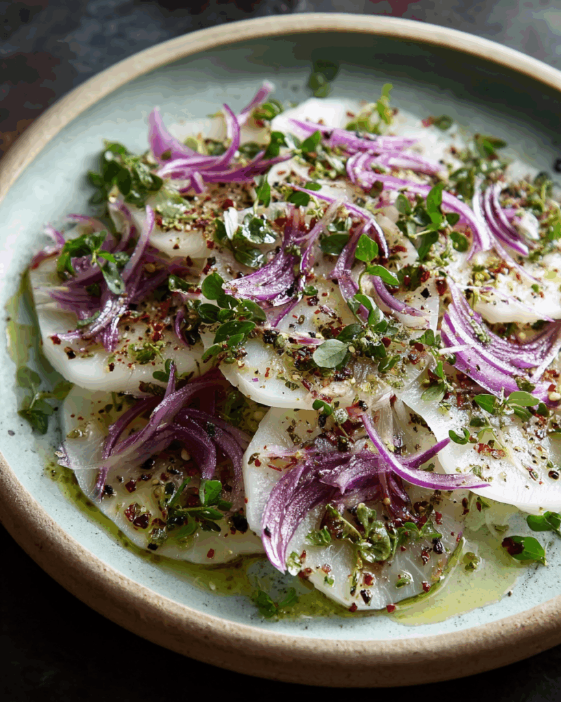 Erfrischendes Kohlrabi Carpaccio mit Zitronen-Dressing – Ein leichtes Sommergericht