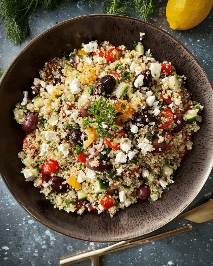 Quinoa Salat mit Feta und Oliven: Ein gesundes und nahrhaftes Gericht