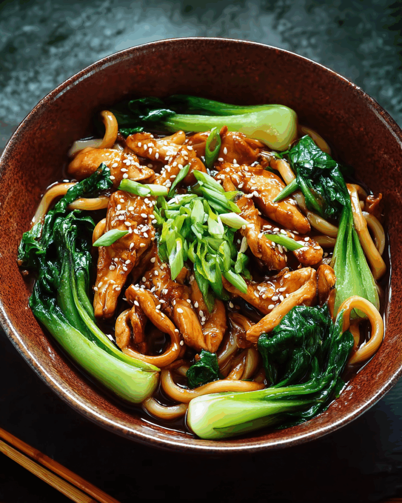 Teriyaki Hähnchen mit Udon-Nudeln und Choy Sum – Ein schnelles und leckeres asiatisches Gericht