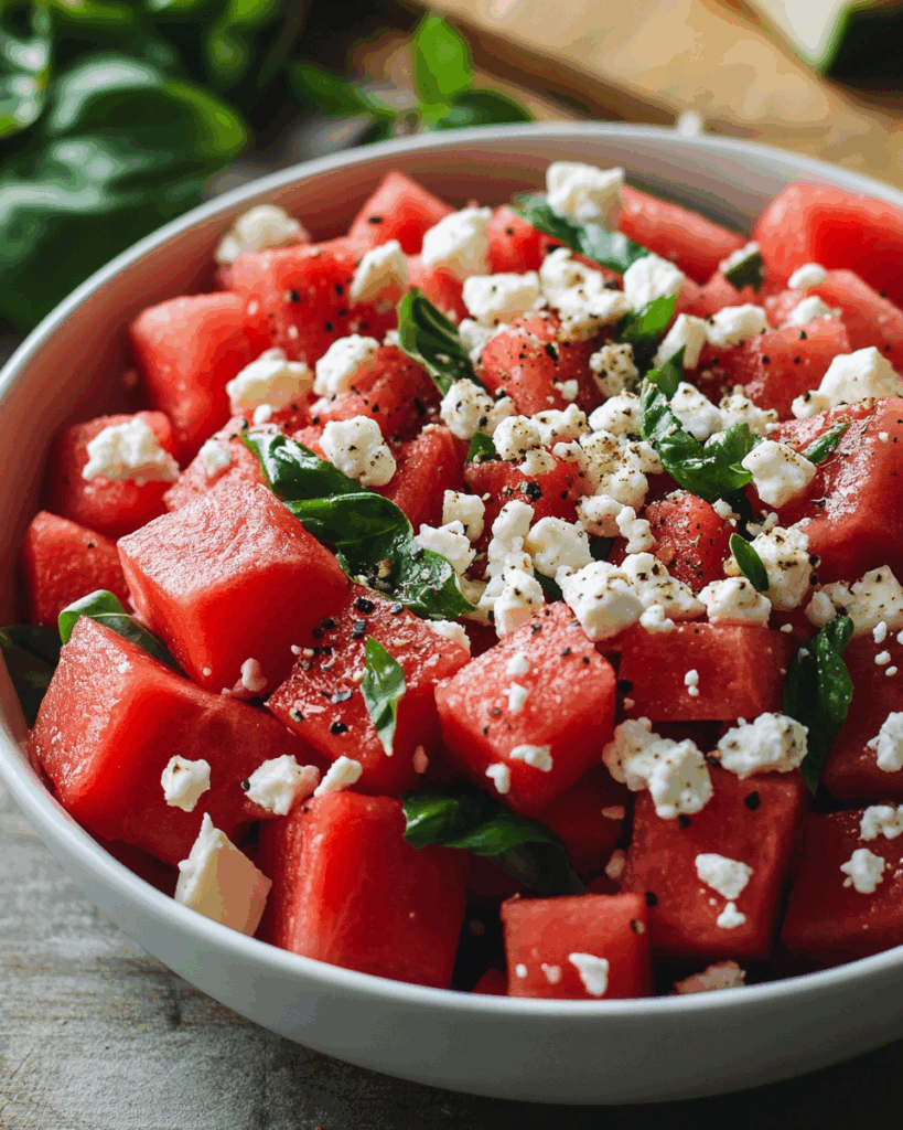 5-Minuten Wassermelonen-Feta-Salat – leicht & erfrischend