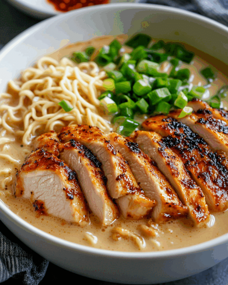 Scharfes Hühnchen-Ramen mit cremiger Knoblauchsauce – Eine geschmackliche Offenbarung