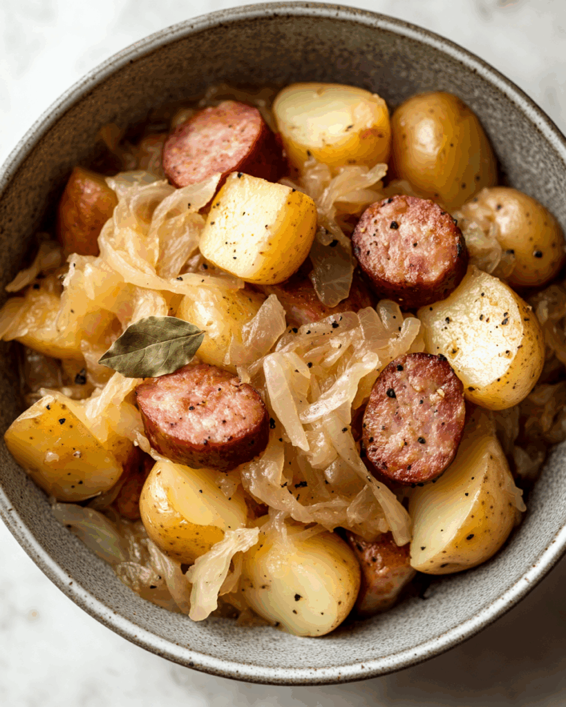Polnische Wurst mit Sauerkraut und Kartoffeln – Ein Klassiker der osteuropäischen Hausmannskost