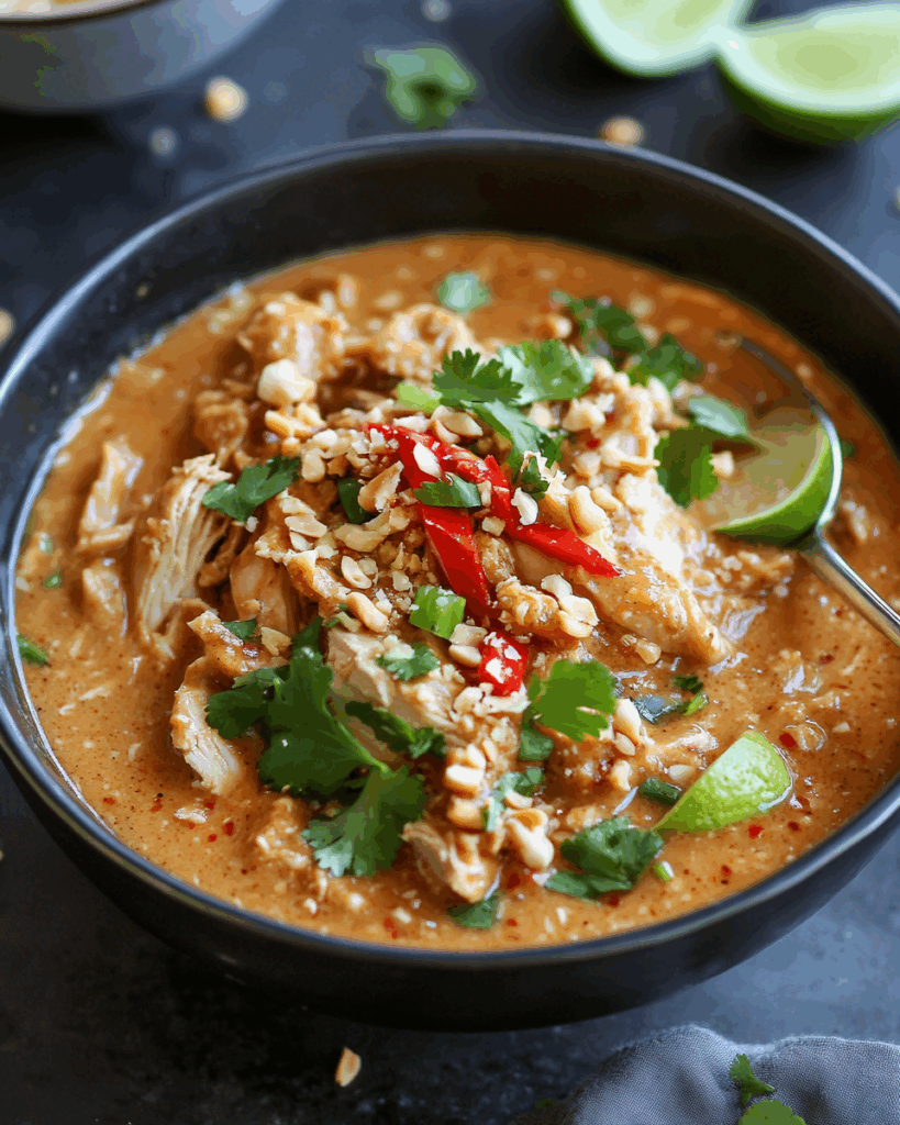 Erdnusshähnchen nach thailändischer Art aus dem Slow Cooker: Ein cremig-würziges Highlight der asiatischen Küche