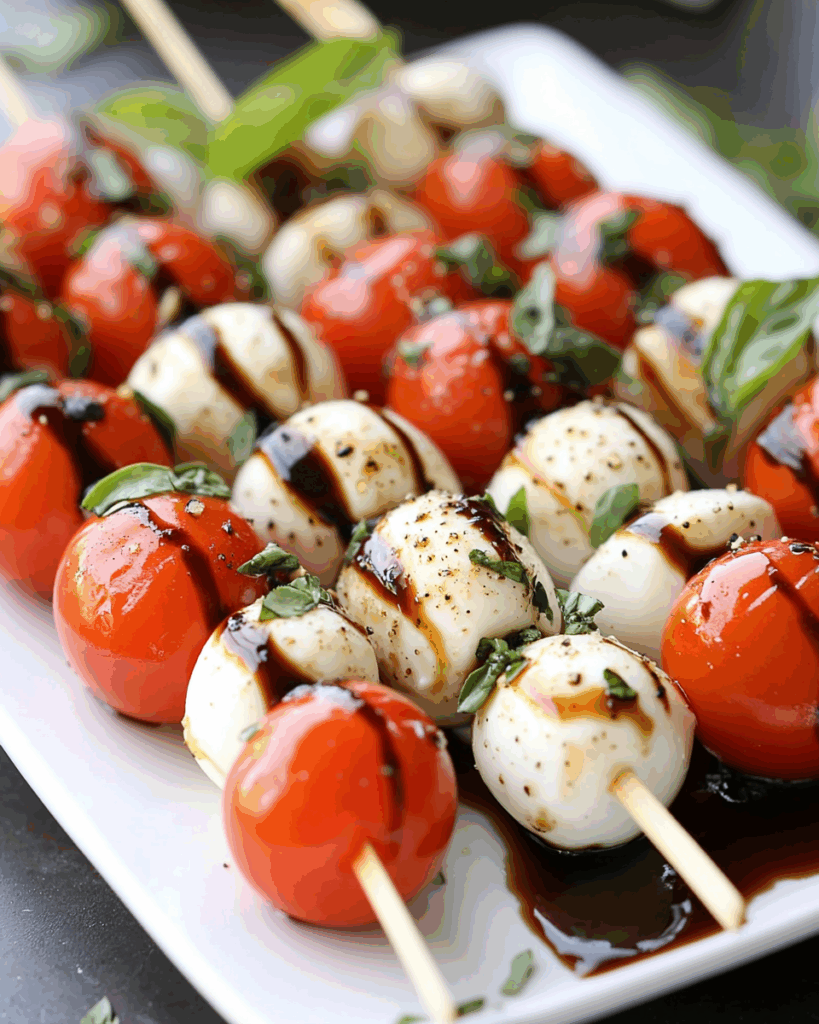 Caprese-Spieße mit Balsamico-Glasur: Ein mediterraner Sommertraum auf einem Zahnstocher