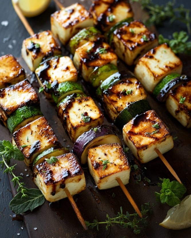 Auberginen-Zucchini-Spieße mit Balsamico-Glasur – Ein leichtes Grillgericht mit mediterranem Flair