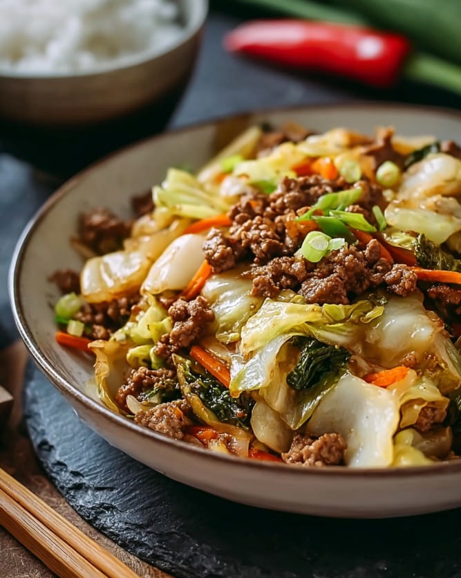 Würzige Chinakohl-Rinderhack-Pfanne – Gesundes Abendessen schnell und einfach genießen