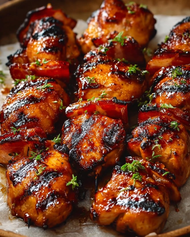 Gegrillte Honig-BBQ-Bacon-Hühnchen-Spieße – Ein einfaches Rezept für Grillabende