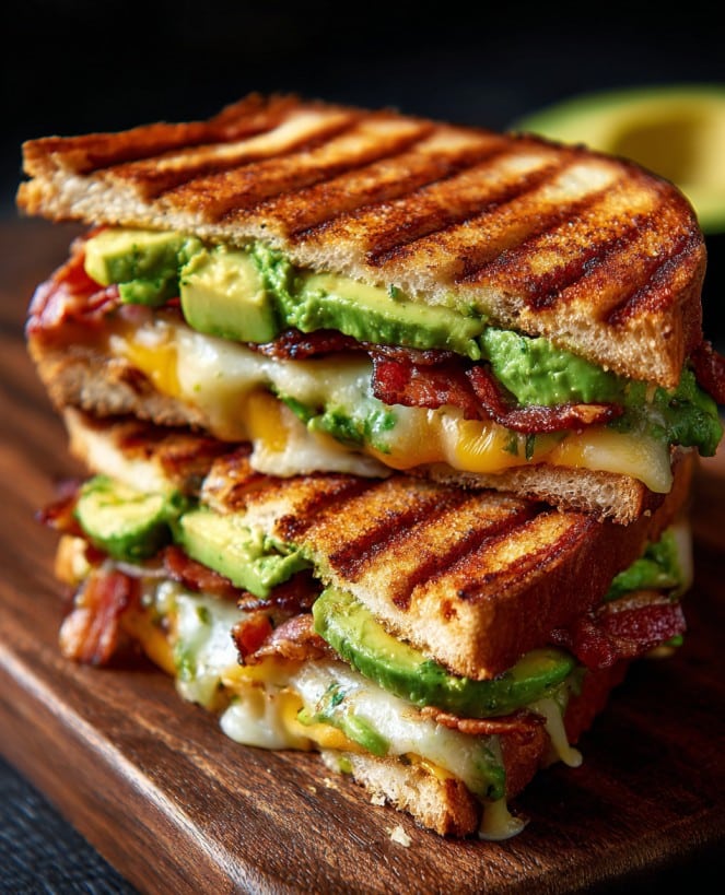 Köstliches Gegrilltes Sandwich mit Avocado, Speck und Käse – Perfekt für Deine Lunchbox!