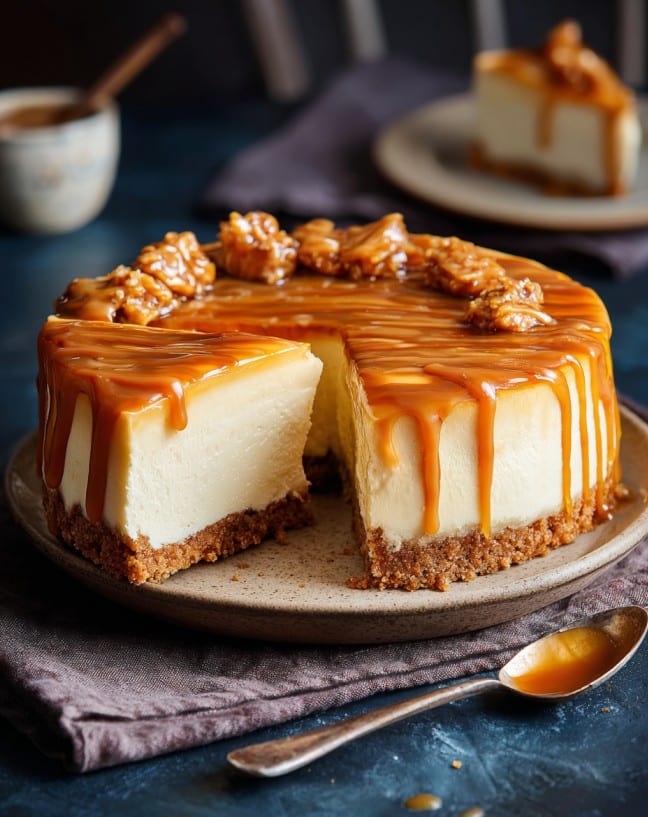 Gesalzener Karamell-Käsekuchen – Ein cremiger Genuss mit einer süß-salzigen Note