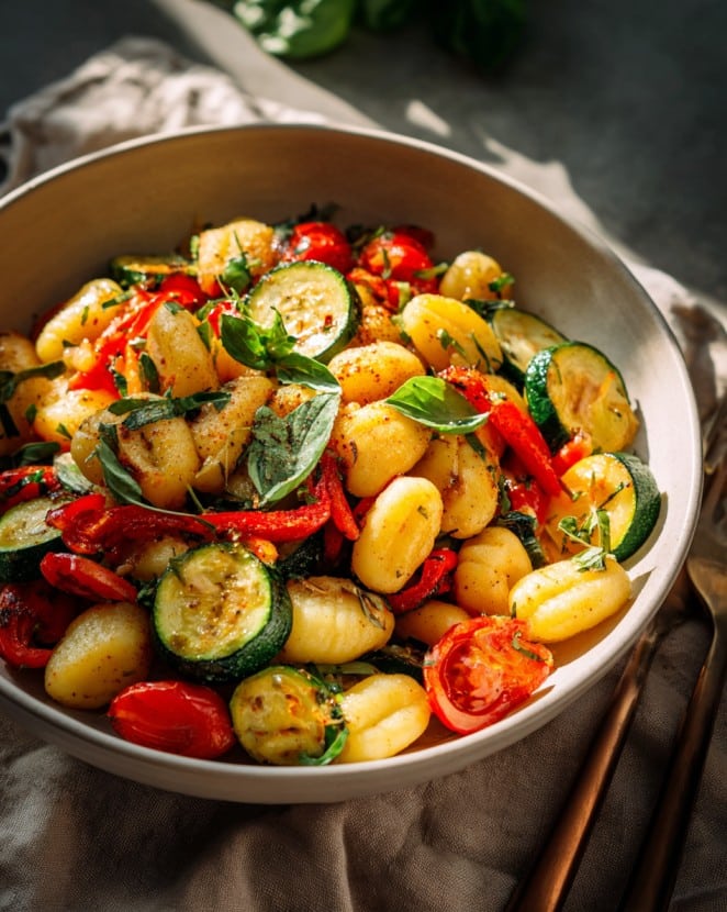 Mediterraner Gnocchi Salat mit Zucchini und Paprika – Zucchini Salat Rezepte für jeden Anlass