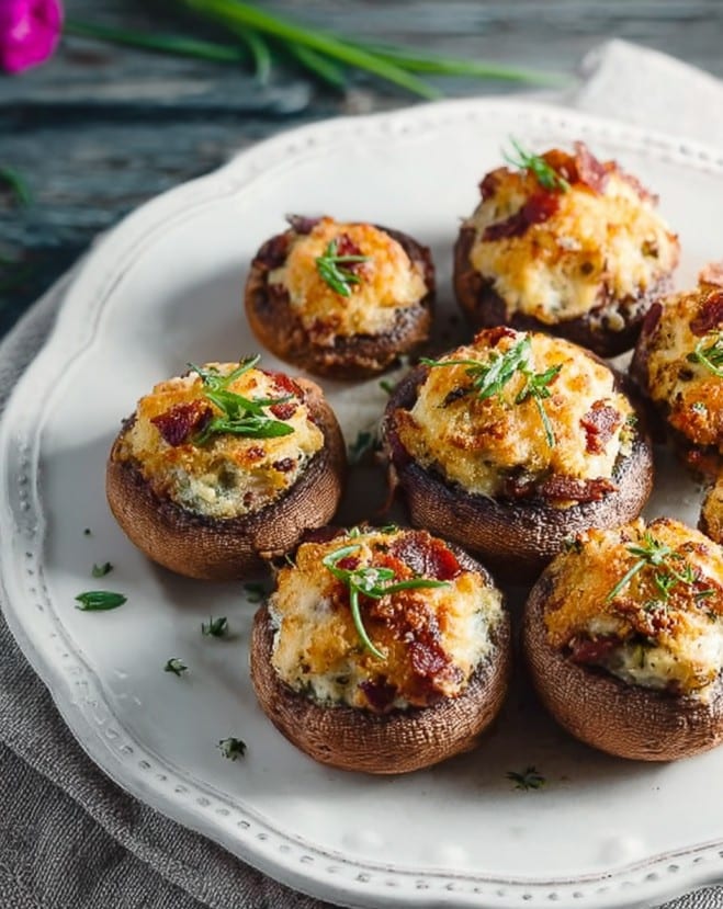 Airfryer Rezepte Deutsch: Gefüllte Champignons aus der Heißluftfritteuse – Ein schneller Genuss