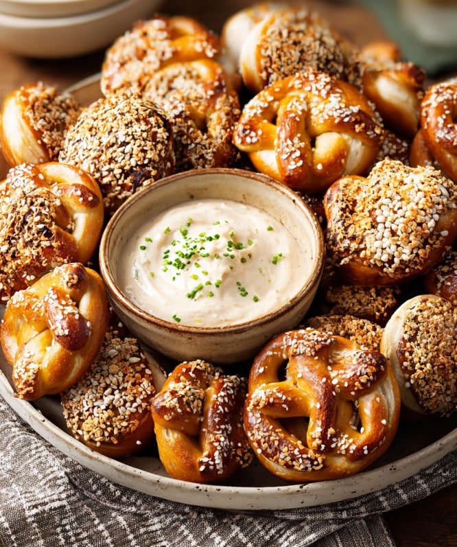 Mini Laugenkonfekt Rezept – Schnelles Fingerfood mit Zwiebel-Dip