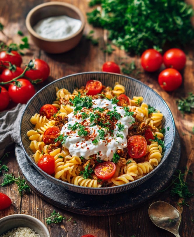 Türkische Pasta mit Joghurt – Ein leckeres, gesundes Abendessen-Rezept