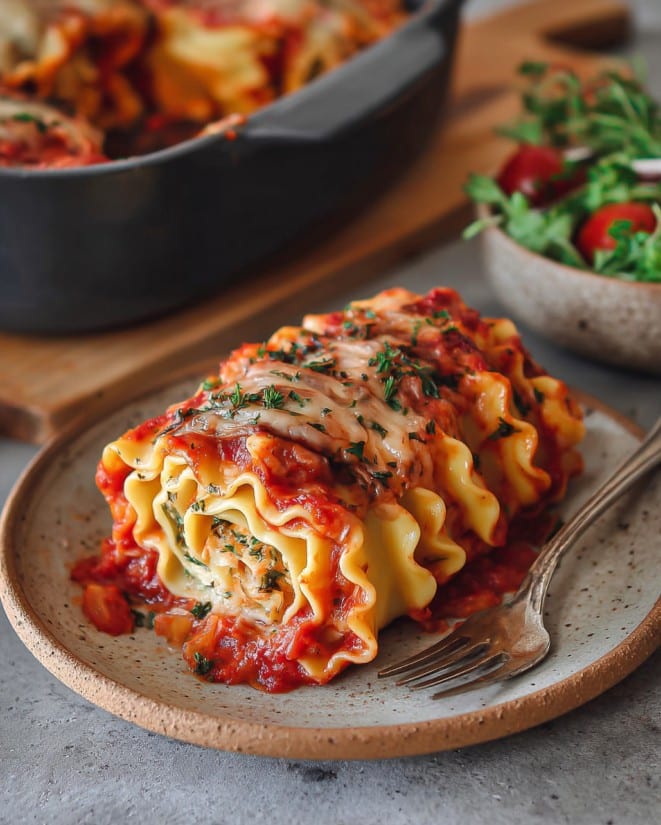 Vegane Lasagne-Rollen mit Hummus, Spinat und Pilzen – Köstliche vegetarische Hauptgerichte für die ganze Familie