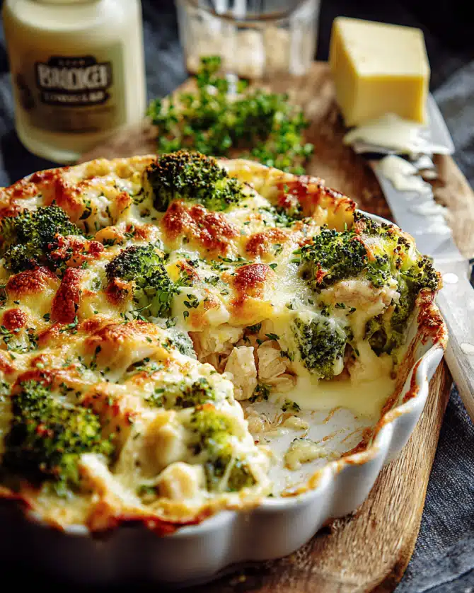 Brokkoli Hähnchen Auflauf mit Frischkäse und Mozzarella – Cremiger Genuss für die ganze Familie