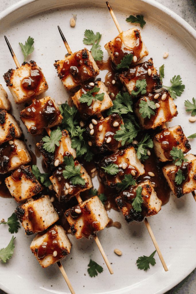 Würzige Tofu-Spieße mit Knoblauch-Soja-Glasur – Grillen Rezepte für Genießer und Pflanzenfans