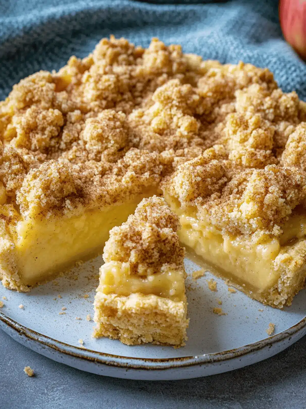 Apple pie with pudding and cinnamon crumbles - best simple apple pie
