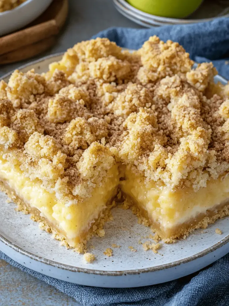Apple pie with pudding and cinnamon crumbles - best simple apple pie
