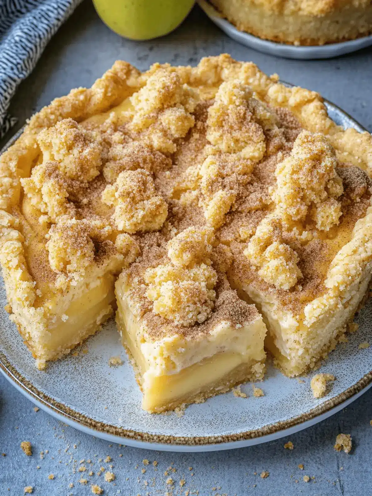 Apple pie with pudding and cinnamon crumbles - best simple apple pie