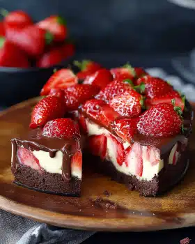 Schokoladen-Erdbeer-Wirbel-Käsekuchen – cremiger Käsekuchen trifft fruchtige Frische
