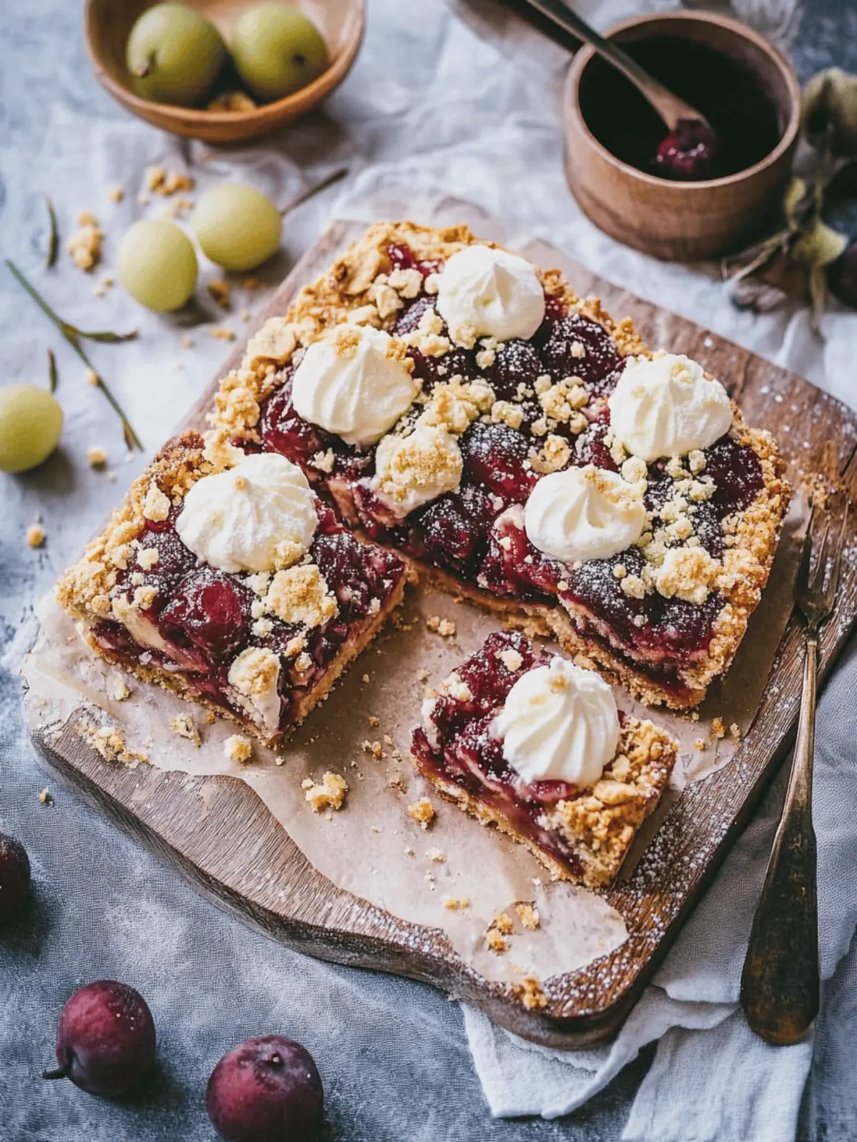 German plum cake with crumbs and shortcrust pastry
