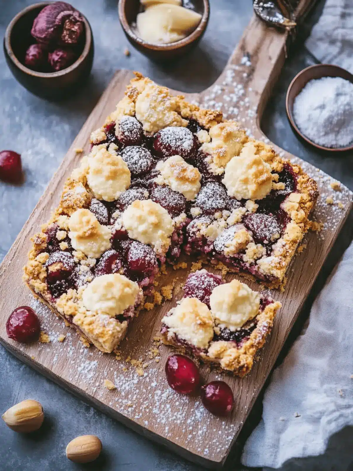 German plum cake with crumbs and shortcrust pastry