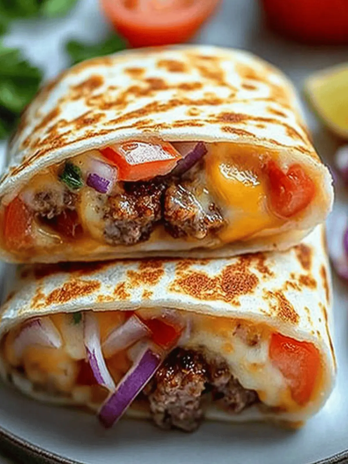 Käseburger-Wraps für den ultimativen Genuss 4 Käseburger-Wraps