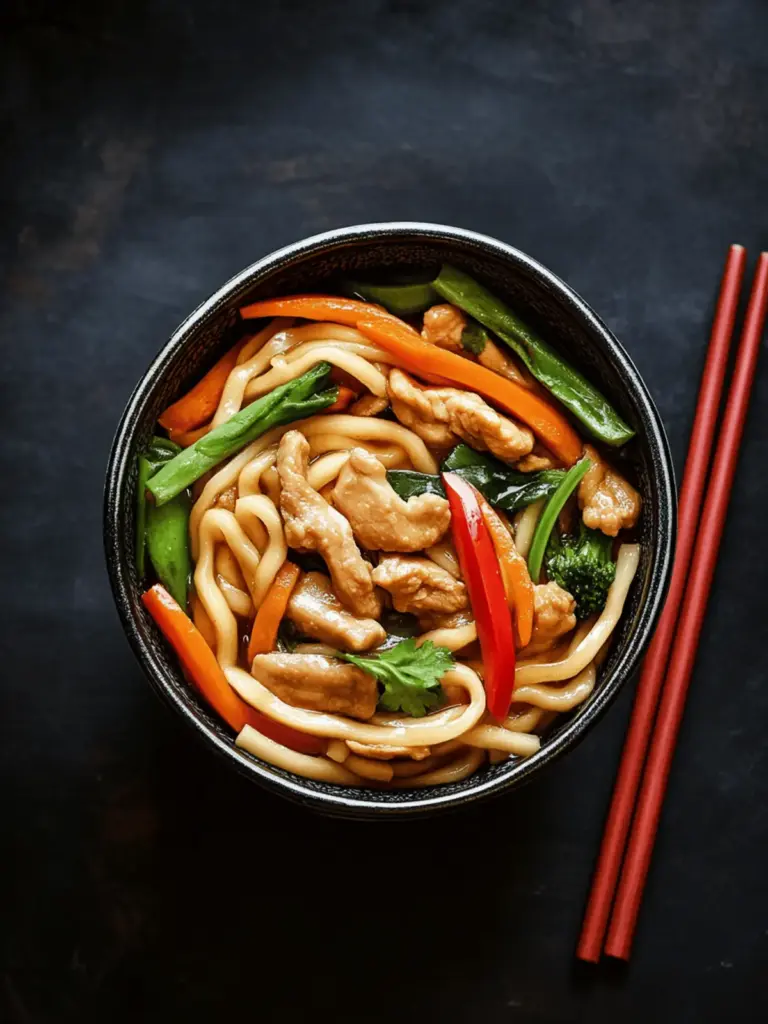Schweinefleisch-Udon-Pfanne