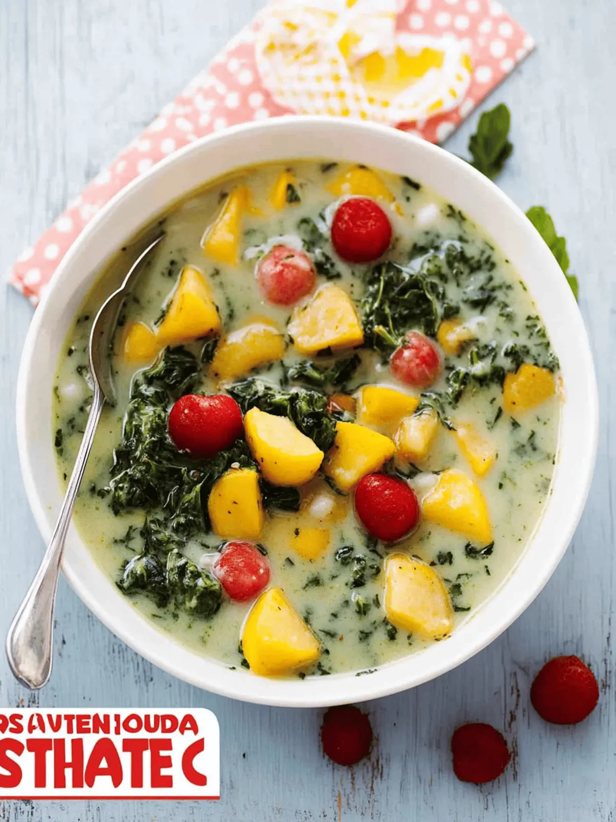 Vegan Spinach Potato Soup with Chickpeas and Coconut Milk