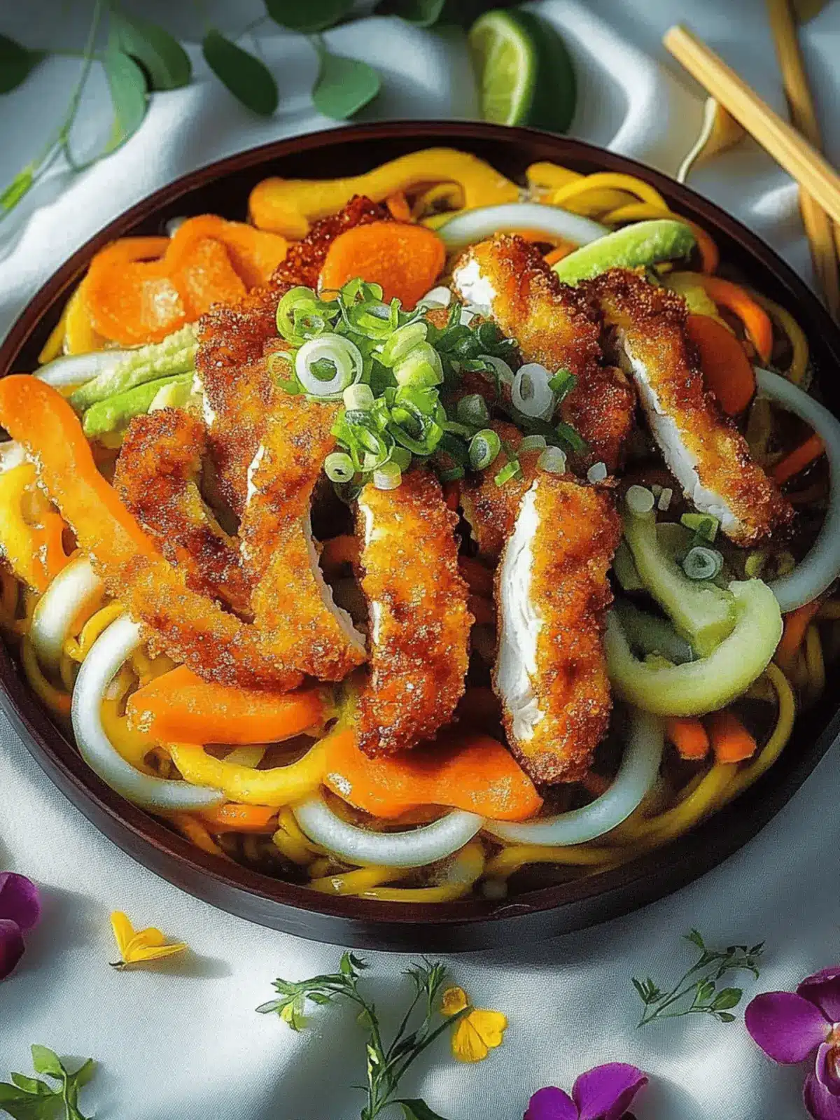 Udon Nudelpfanne Hähnchen