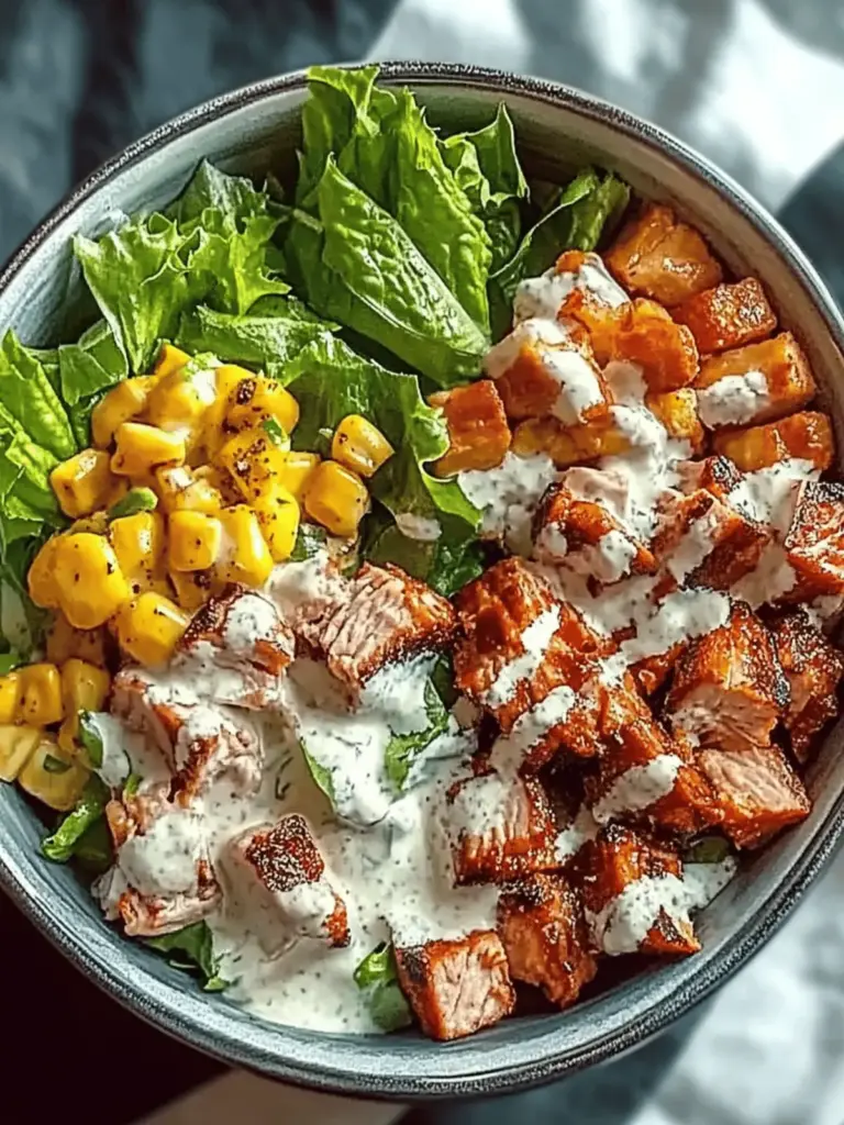 BBQ-Hühnchen zerrissener Salat