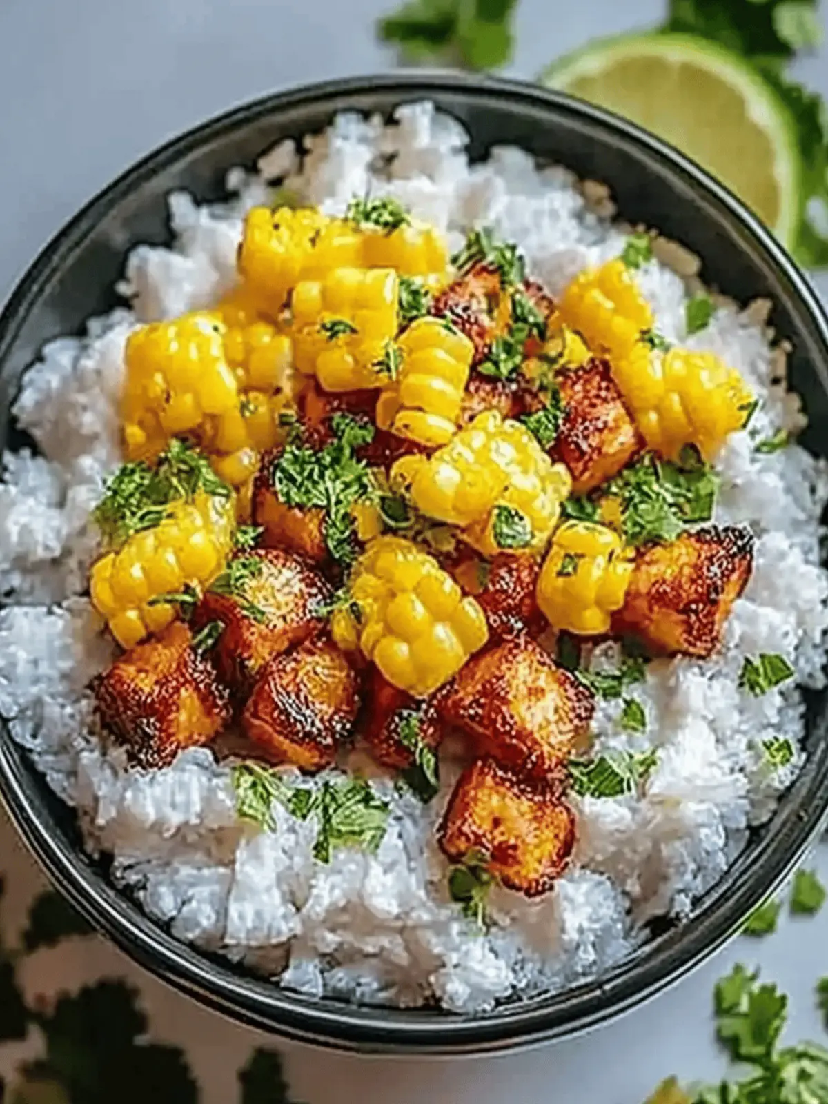 Straßenmais Hahnchen Reis Schüssel