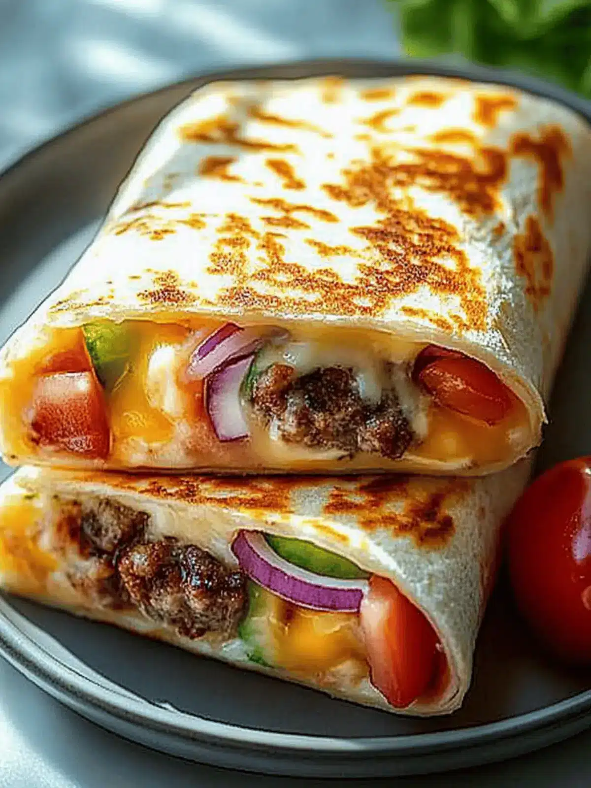 Käseburger-Wraps für den ultimativen Genuss 2 Käseburger-Wraps