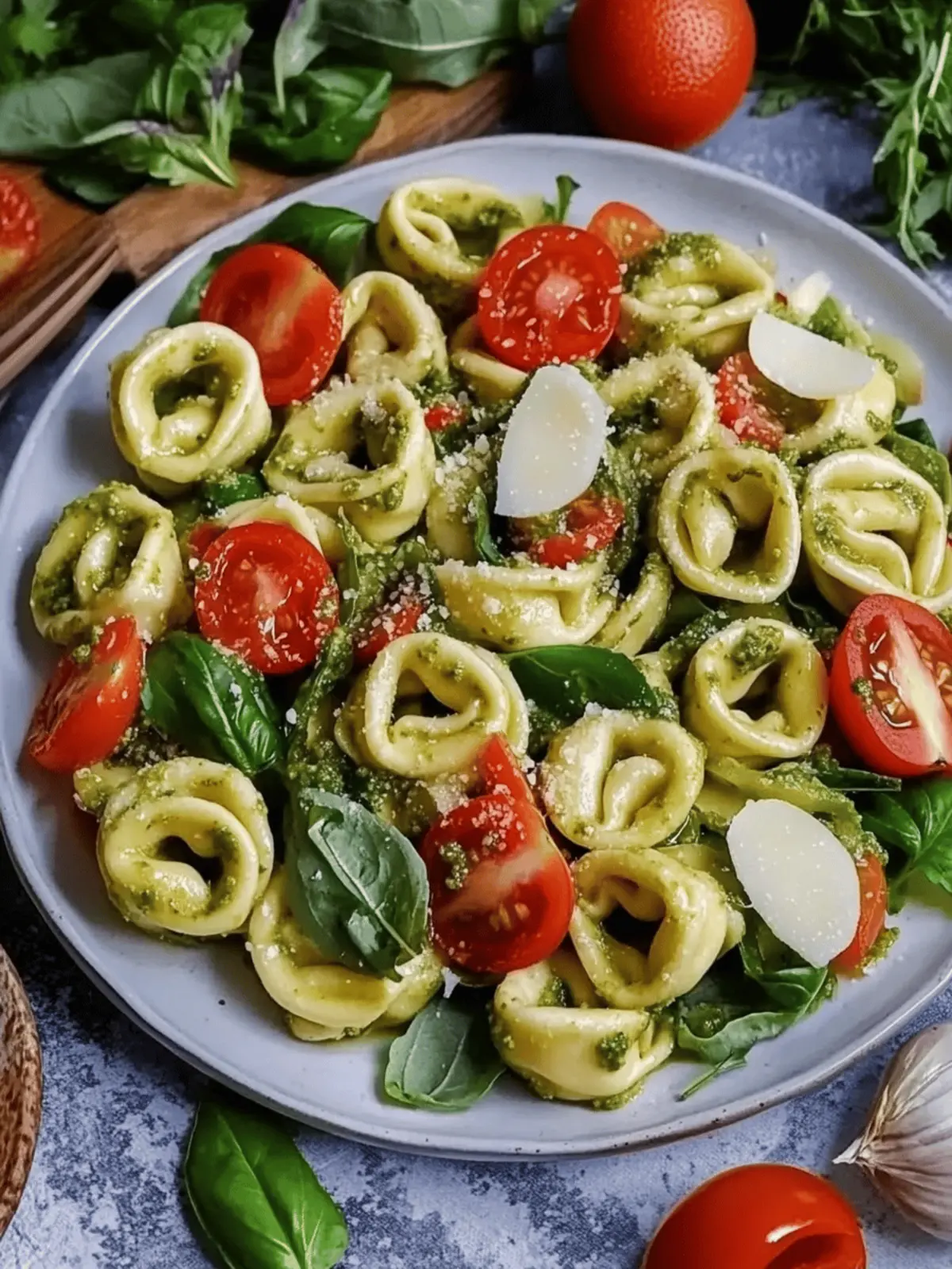 Italienischer Tortellini Salat mit Pesto