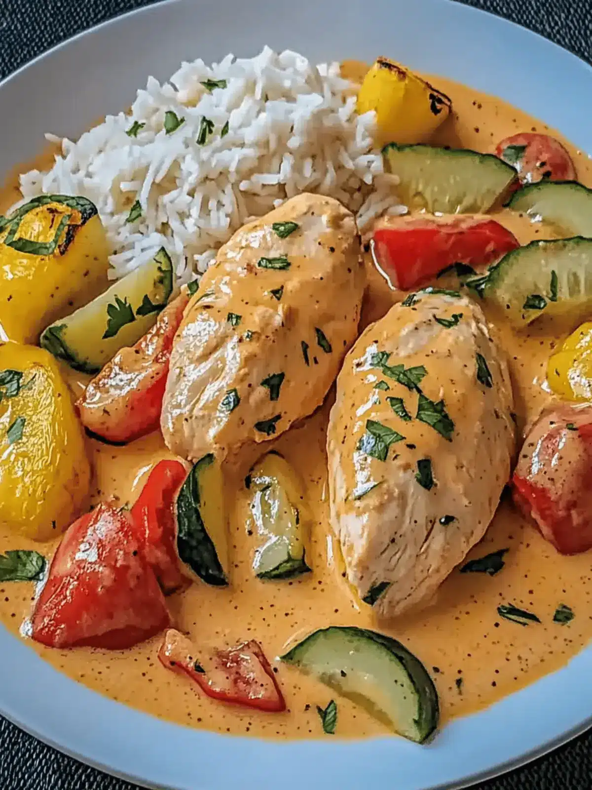Paprika-Zucchini-Cremesauce-Hühnchen