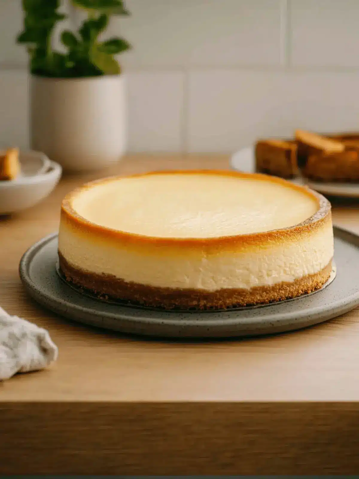 Einfacher Käsekuchen mit Keksboden