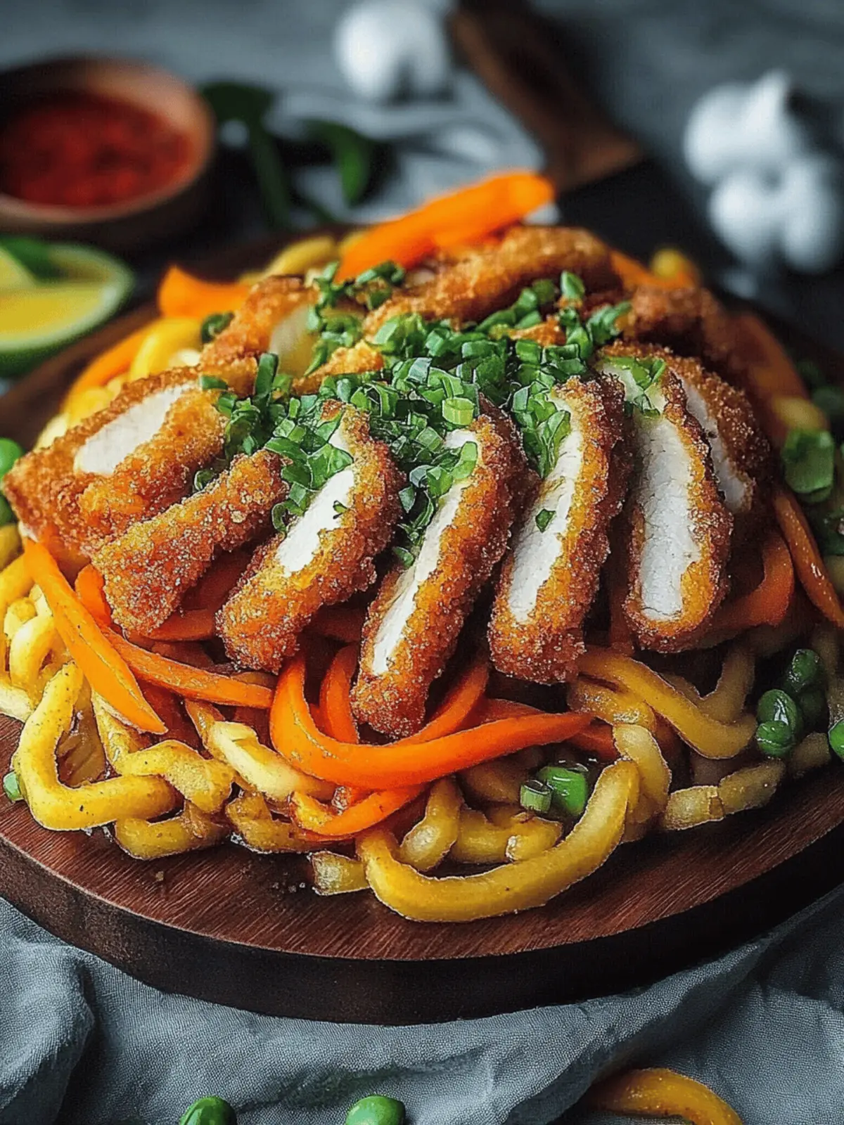 Udon Nudelpfanne Hähnchen
