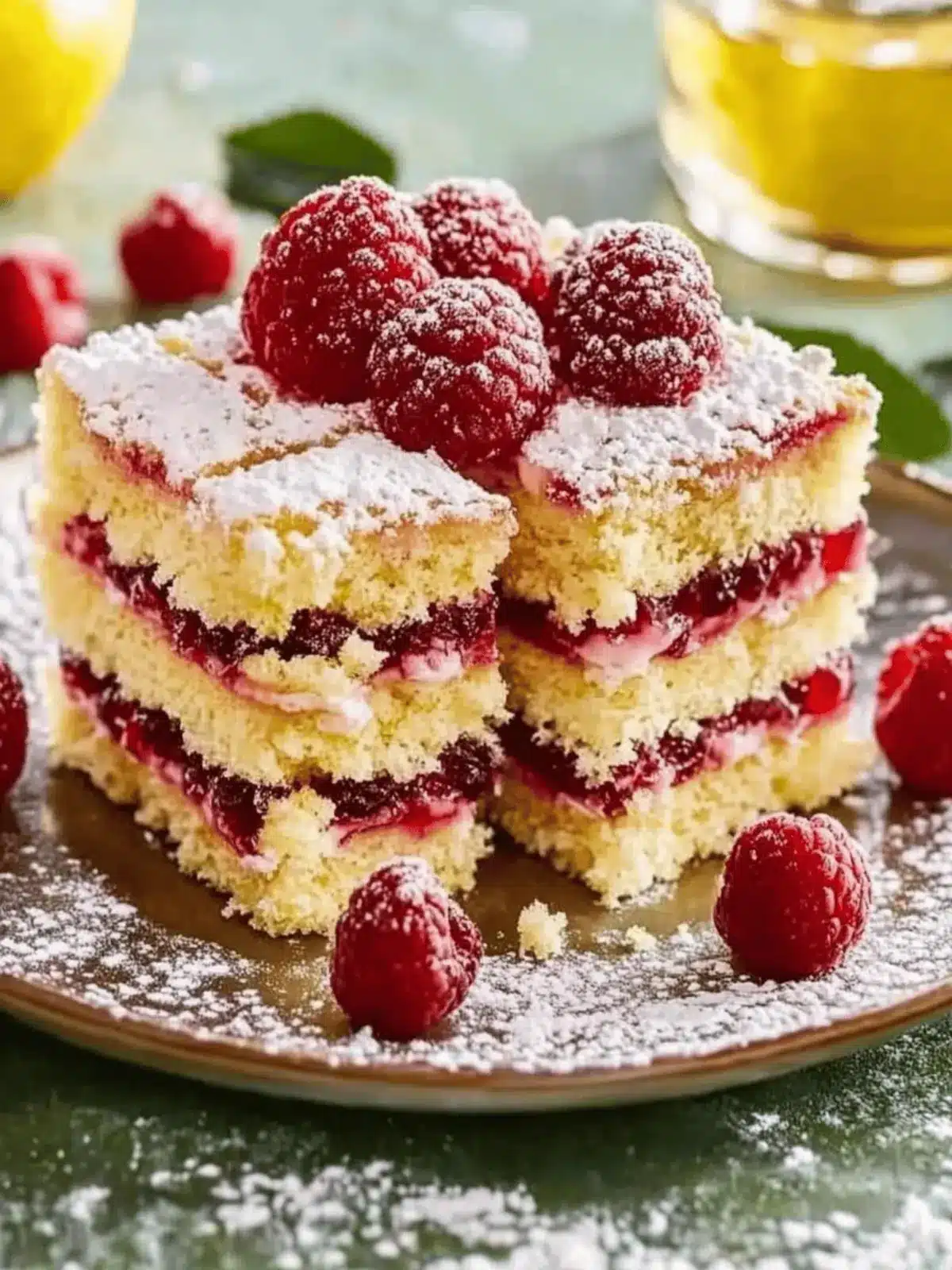 Cheese crumb cake with cherry compote