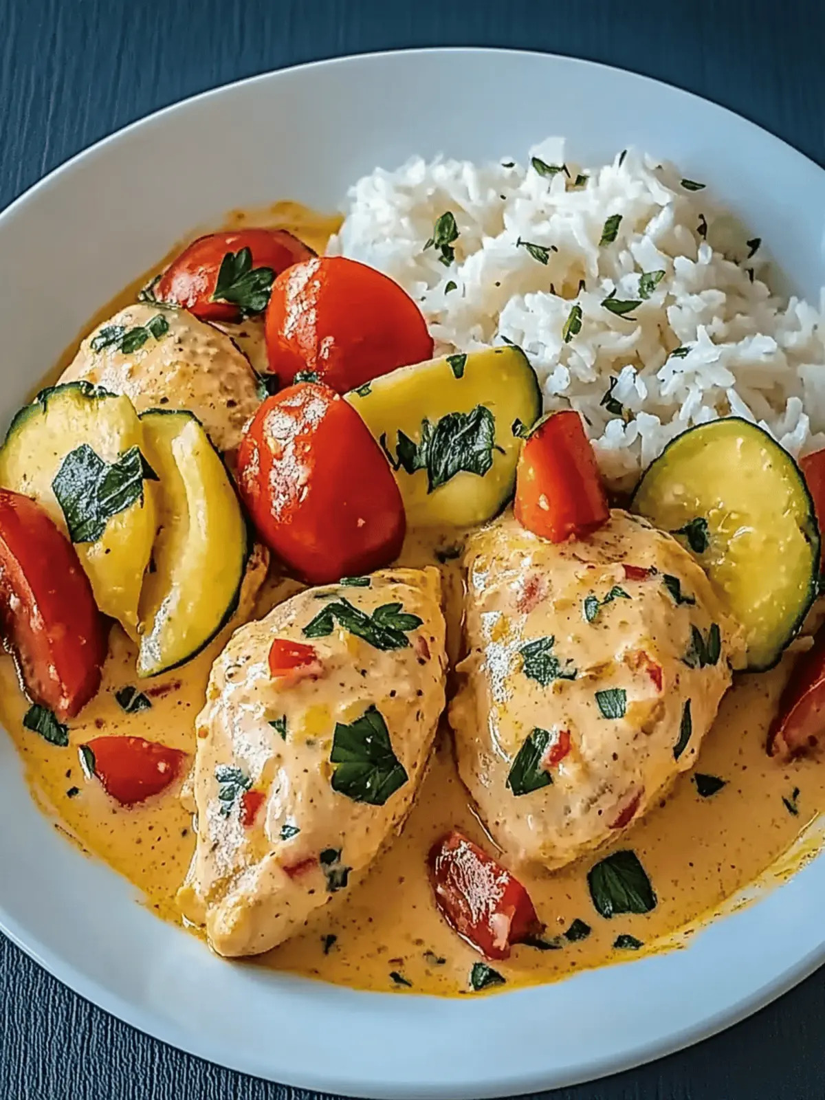 Paprika-Zucchini-Cremesauce-Hühnchen
