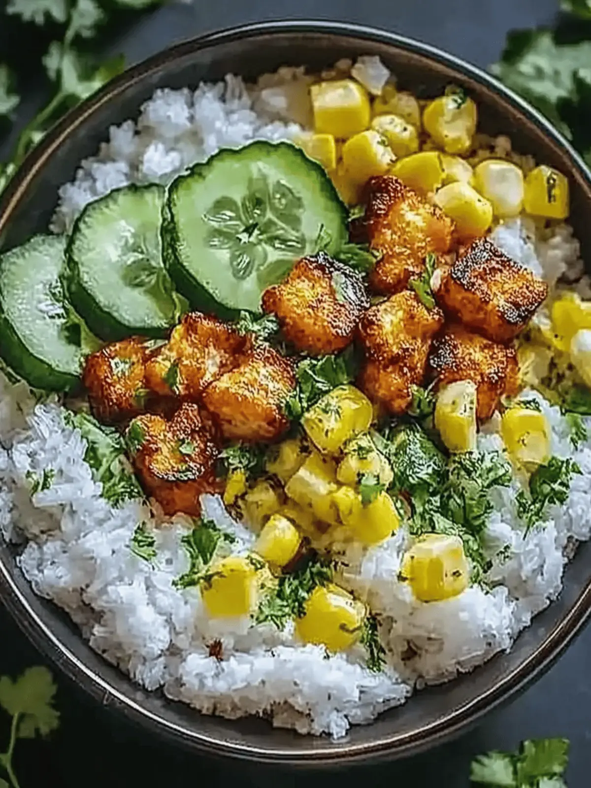 Straßenmais Hahnchen Reis Schüssel