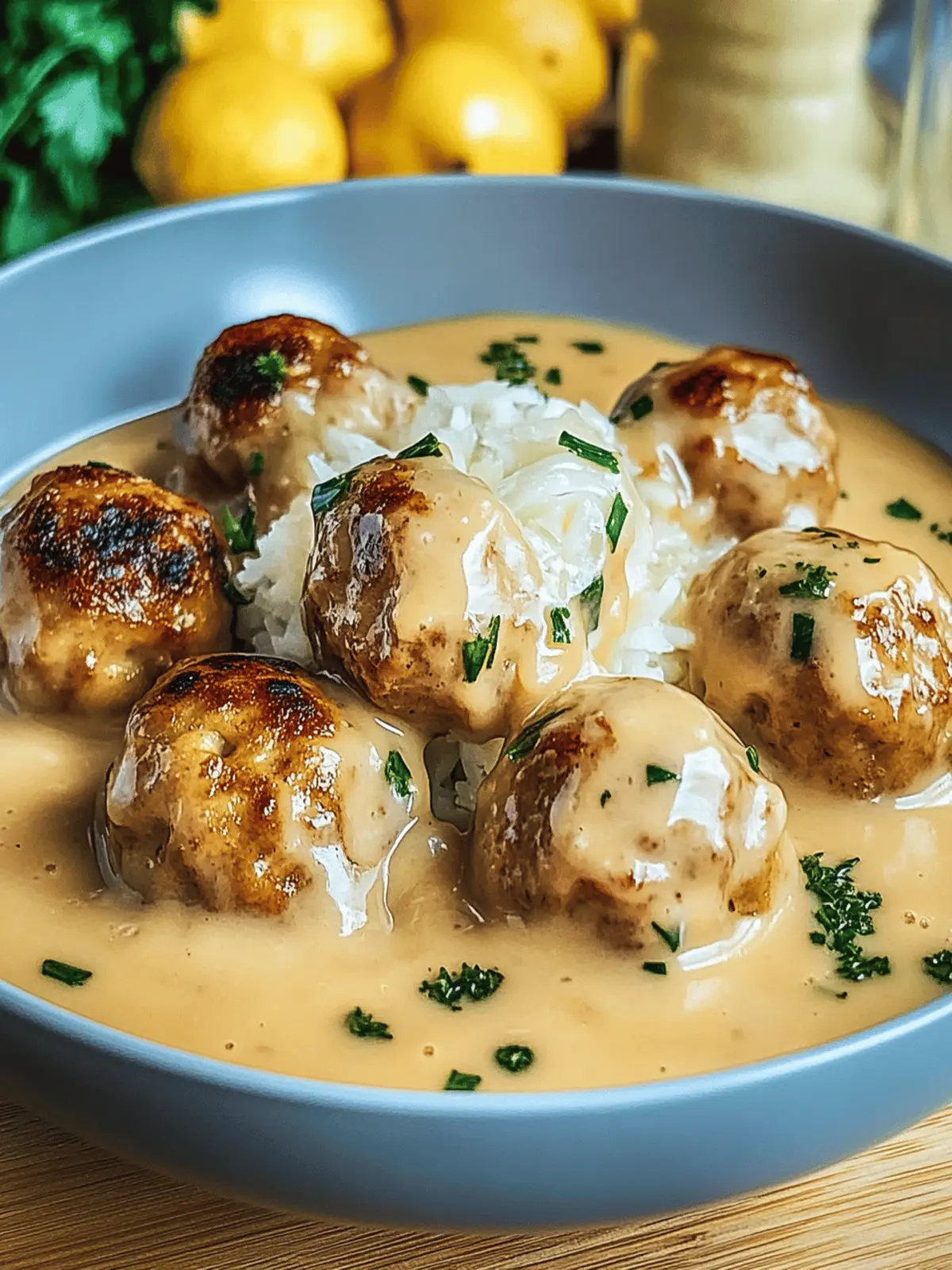 Hackbällchen in cremiger Sauce mit Kartoffelpüree