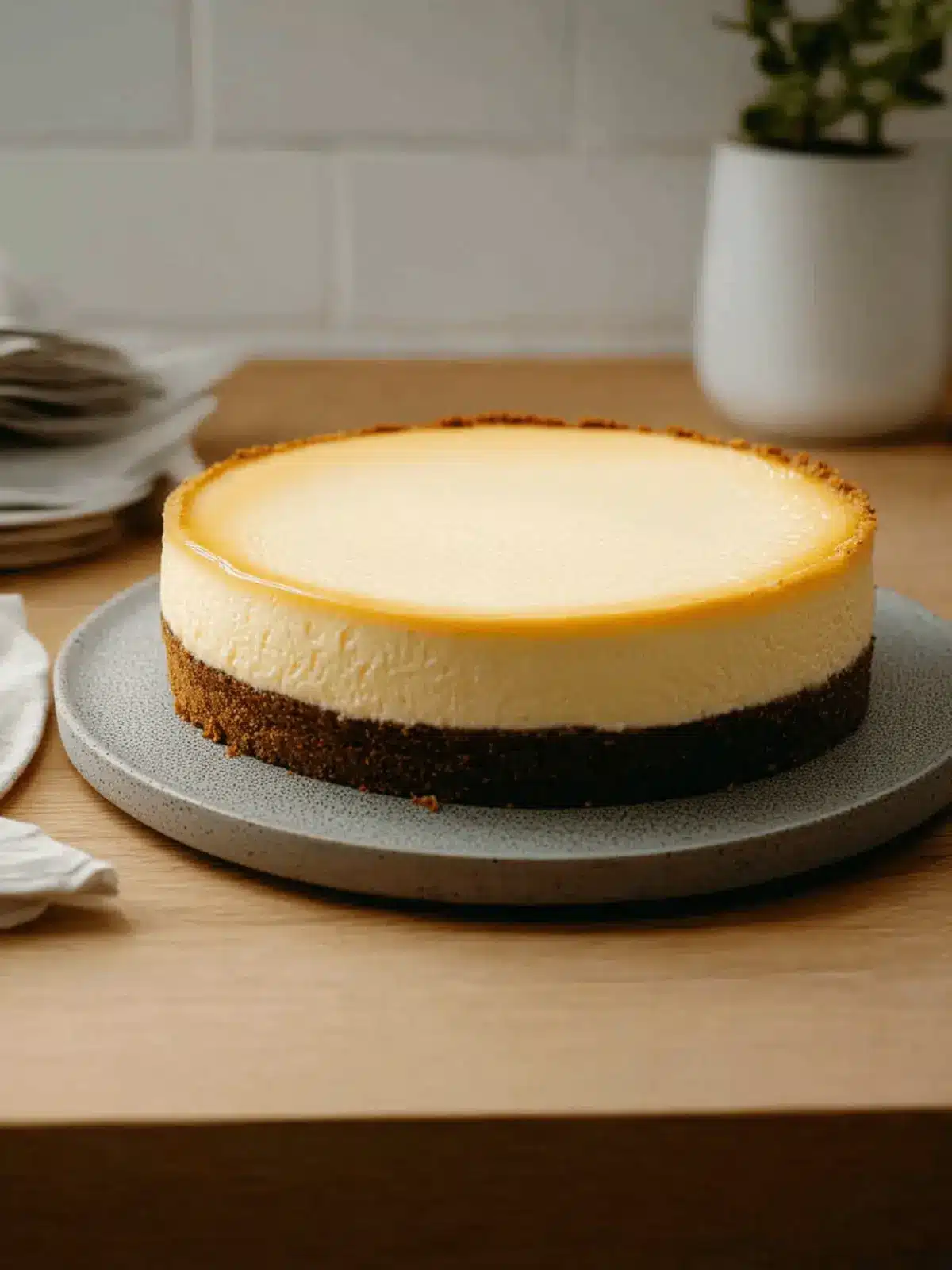 Einfacher Käsekuchen mit Keksboden