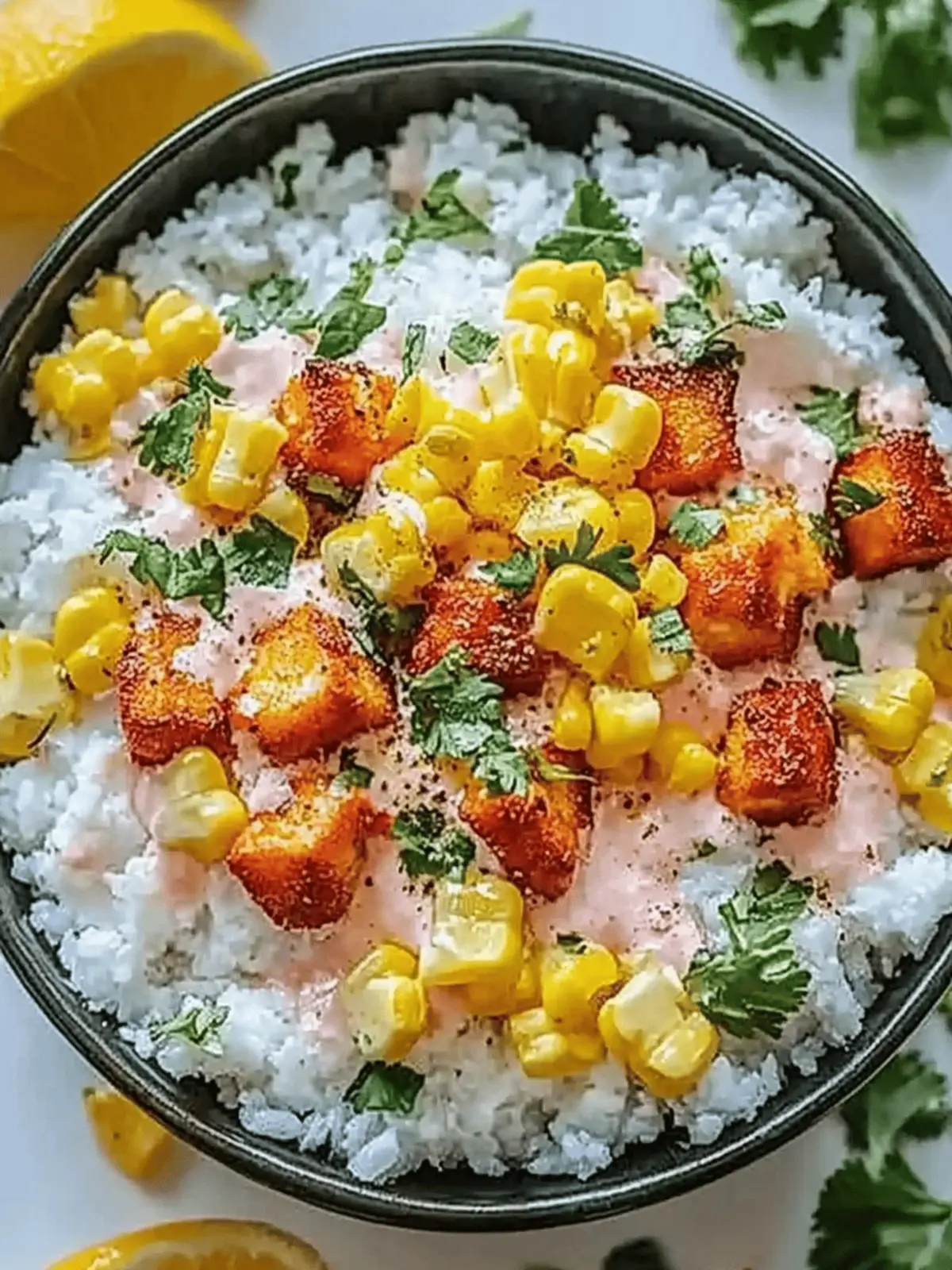 Straßenmais Hahnchen Reis Schüssel