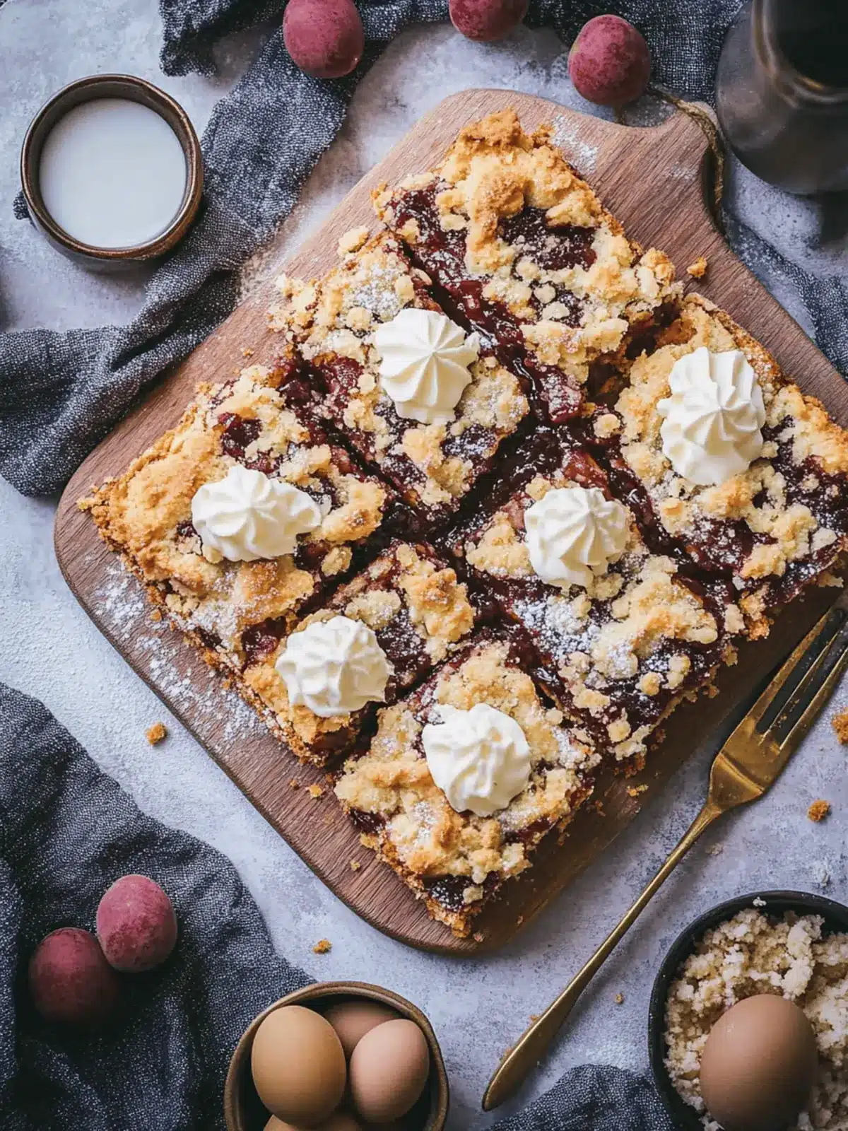 German plum cake with crumbs and shortcrust pastry