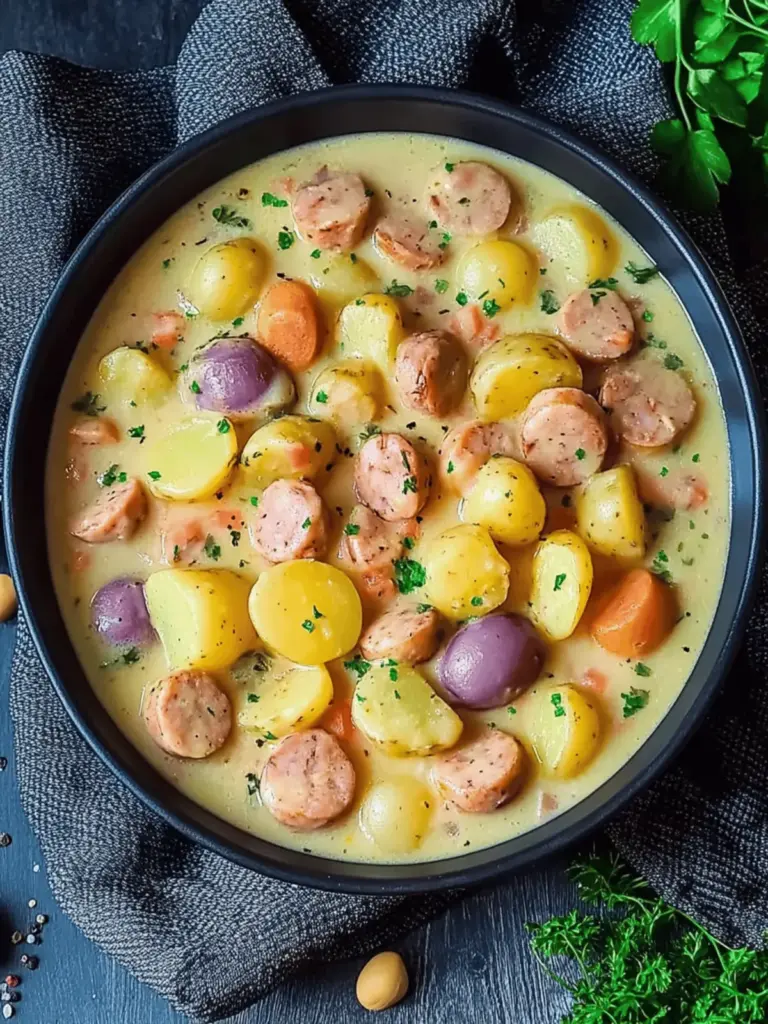 Eintopf mit Kartoffeln und Würstchen