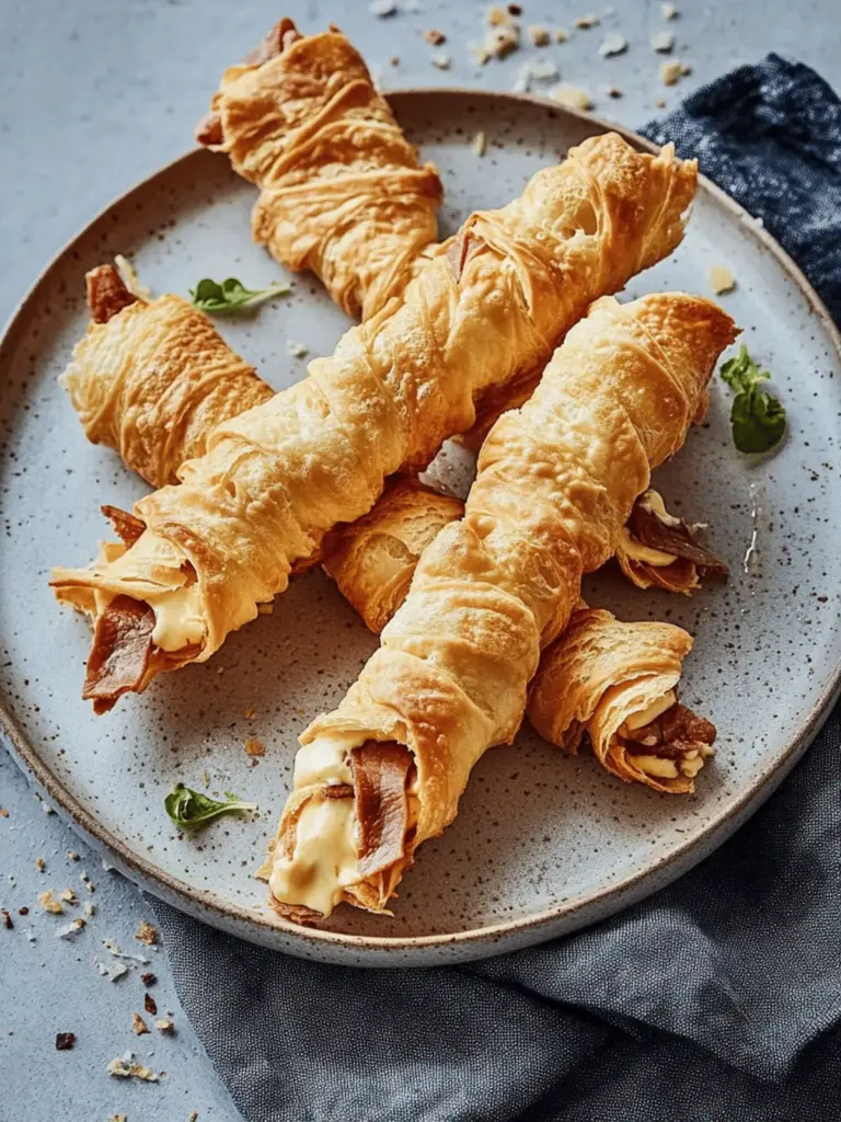 Blätterteig Stangen mit Schinken und Käse