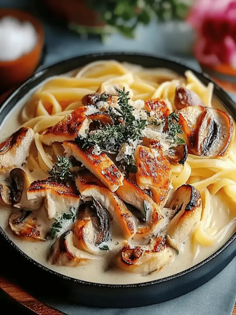 Cremige Pilz Udon Hühnchen